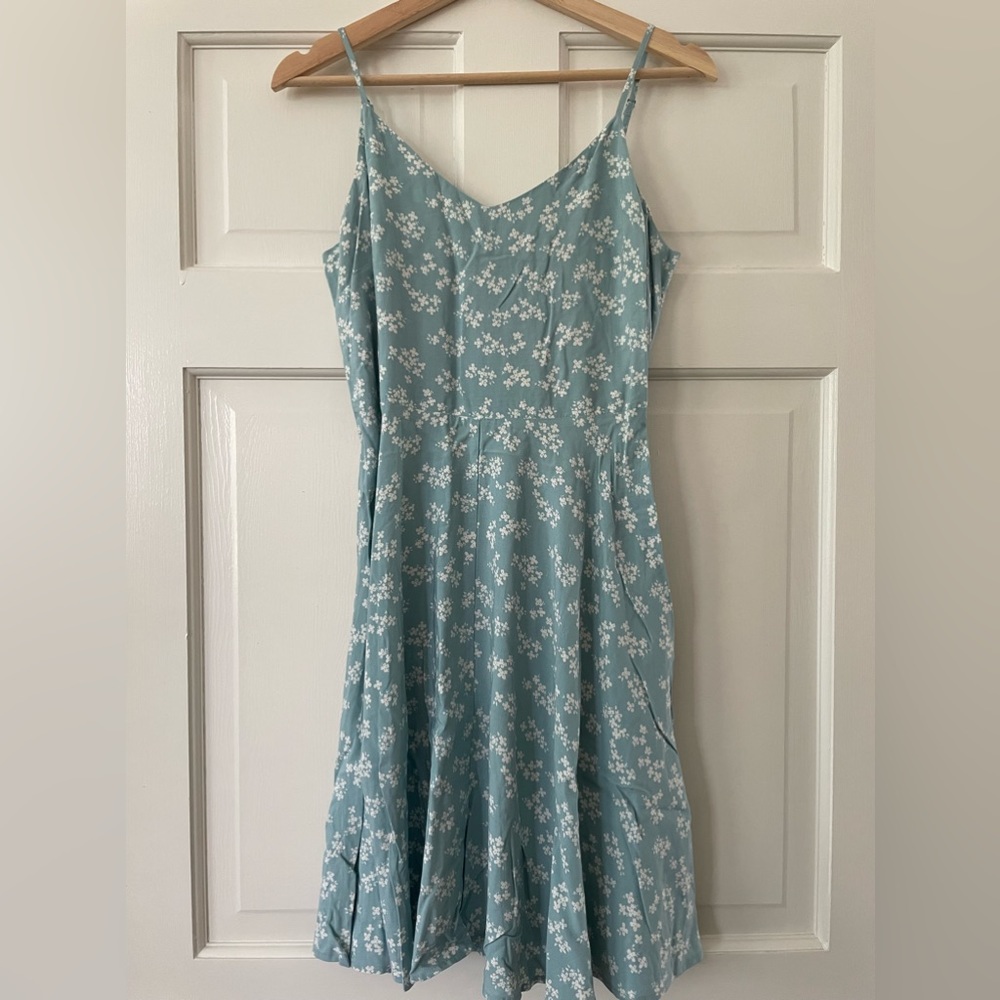 GAP Blue Floral Spaghetti Strap Dress Small